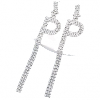 Strass oorbellen letter P